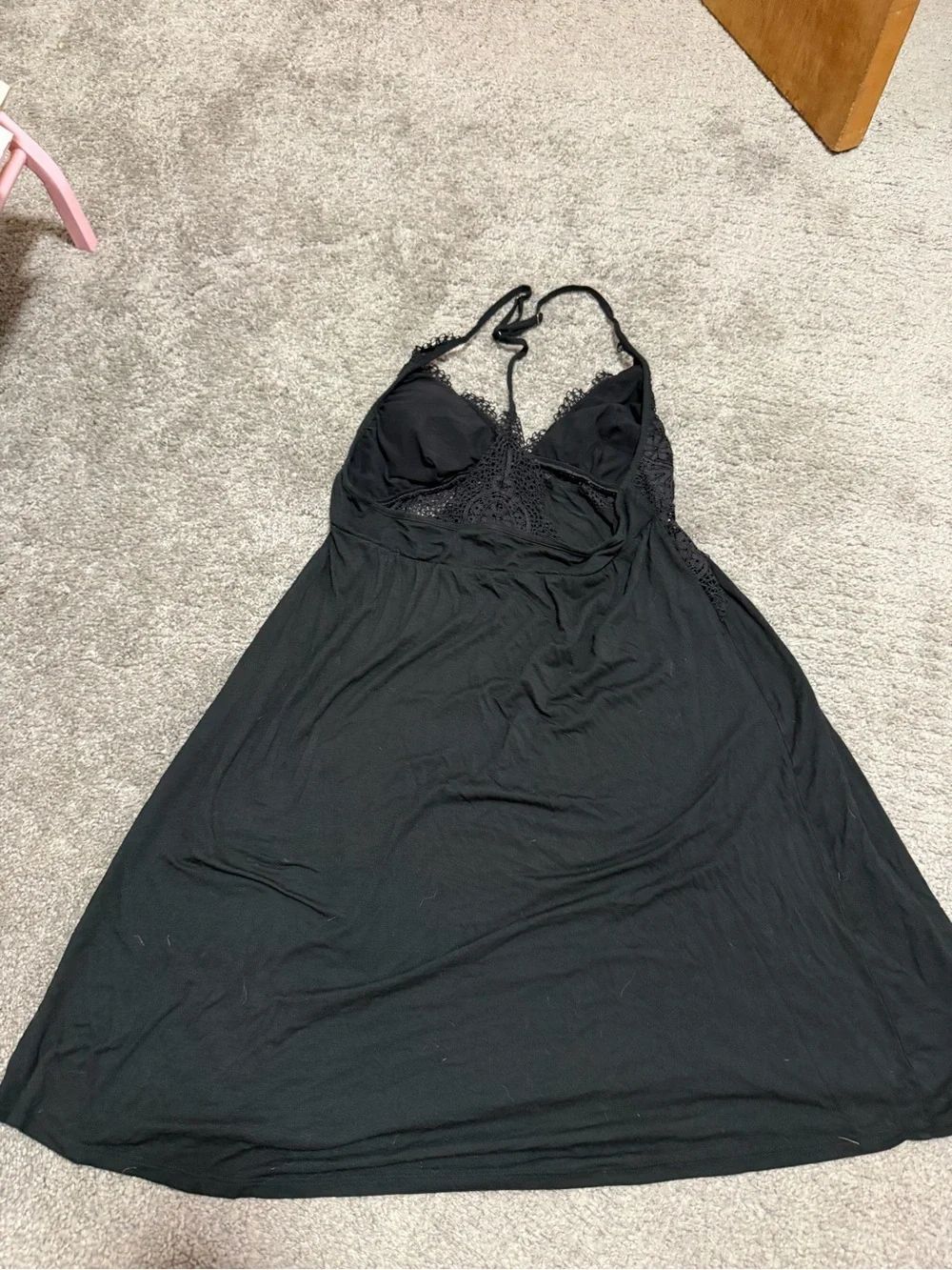 Victoria Secret Black Lace Nightgown Dress Size Medium Black adjustable strap - Picture 4 of 7